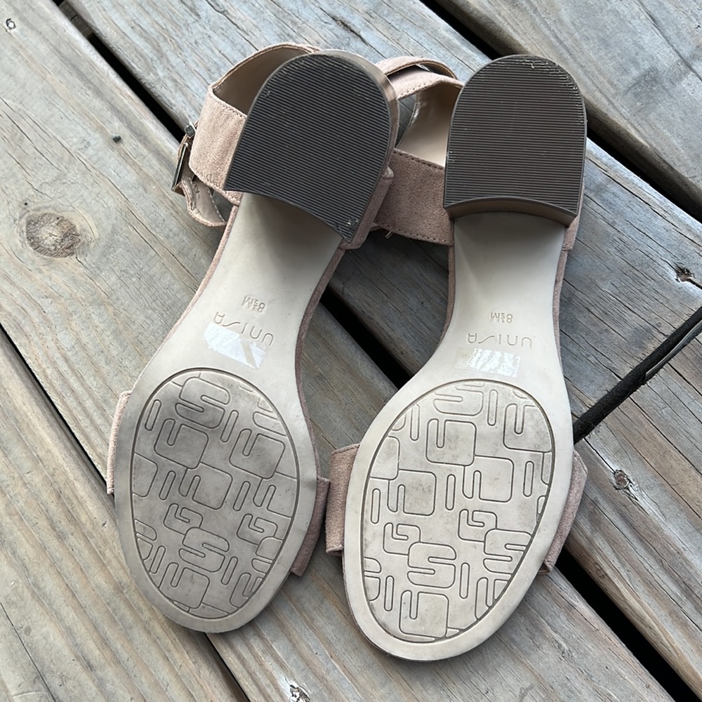 Unisa Taupe Suede Ankle-Strap Block Heel Sandals - Picture 5 of 5